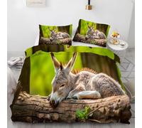 Funda Nordica Cama 105 Burro Funda Nórdica 200x200 Niños y Niñas Ropa de Cama de 3 Piezas Microfibra Funda Edredon 200x200 cm y 2 Fundas de Almohada C8333