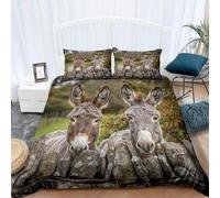 Funda Nordica Cama 105 Burro Microfibra 3D Funda Edredon 200 x 220 cm Animales de Granja Ligero Transpirable Ropa de Cama con Cremallera y 2 Fundas de Almohada b.2743