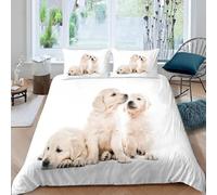 Funda Nordica Cama 105 Cachorro de Golden Retriever Impresión 3D Ropa de Cama Perro Mascota Suave Microfibra Funda de Edredón 200x200 cm con Cremallera y 2 Fundas De Almohada 50x75 cm n.51