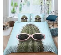 Funda Nordica Cama 105 Cactus Microfibra Suave 3D Funda Nórdica 200x200 Estampado de Plantas Ropa de Cama con Cremallera Fundas Edredón con 2 Fundas Almohada y-808