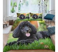 Funda Nordica Cama 105 Caniche Negro 3D Impresión Funda de Edredón Animales Adorables Microfibra Suave Transpirable Funda Nórdica 200x200 cm con 2 Fundas de Almohada 50x75cm e.802