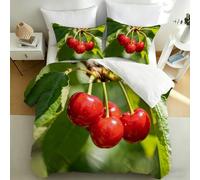 Funda Nordica Cama 105 Cerezas Funda Edredon Microfibra Ropa de Cama Frutos Rojos Fundas Nórdicas 200x200 con 2 Fundas de Almohada 50x75 con Cremallera O.339