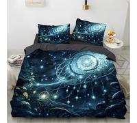 Funda Nórdica Cama 105 Cielo Estrellado Funda de Edredón 155x200 AtrapasueñOs Ropa de Cama de Microfibra Suave Funda Edredón con Cremallera y 2 Fundas de Almohada 50x75