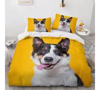 Funda Nórdica Cama 105 Corgi Gallese Funda Edredon 200x200 Microfibra Suave, Ropa de Cama Animales 3 Piezas - Funda Nordica Corgi Gallese y 2 Funda de Almohada 50x80 con Cremallera