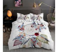 Funda Nordica Cama 105 de 3 Piezas AtrapasueñOs Juego de Ropa de Cama 110gsm Microfibra con Cremallera Hojas de Dibujos Animados Funda EdredóN 180x220 cm con 1 Funda de Almohada 50x75cm