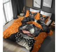 Funda Nordica Cama 105 Dibujos Animados, Funda Nordica 155x220 Boston Terrier, Fundas Edredon y 2 Fundas de Almohada 50x75 cm, Juego de Cama de Microfibra Cepillada Suave a1443