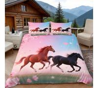 Funda Nordica Cama 105 Estampado de Caballo 3D Fundas Nordicas Amar 3pcs Ropa de Cama Microfibra Suave Funda Nordica 200x200 y 2 Funda de Almohada 50x80 cm