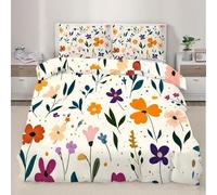 Funda Nordica Cama 105 Flores Coloridas Funda Nórdica Edredon Plantas Silvestres Fundas Nórdicas 200x200 Microfibra Suave Ropa de Cama con Cremallera y 2 Fundas de Almohada 50x75 E.1872