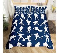 Funda Nordica Cama 105 Fútbol, 3D Funda Edredon 200x200 cm Rugby Microfibra Ropa de Cama Atleta Reversible 3 Piezas, Funda de Edredón + 2 Fundas de Almohada b1216