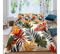 Funda Nordica Cama 105 Hoja de Palmera Tropical, Suave Transpirable Microfibra Ropa de Cama Hoja Funda Edredon 200x200 cm, 2 x Funda de Almohada 50x75 cm, 3D Funda de Edredón r.604