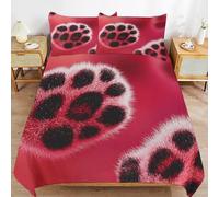 Funda Nordica Cama 105 Huellas de Animales 3D Impresión Funda de Edredón Rosa y Negro Microfibra Suave Transpirable Funda Nórdica 200x200 cm con 2 Fundas de Almohada 50x75cm b_597