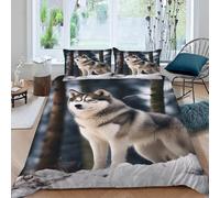 Funda Nordica Cama 105 Husky, 3D Funda Edredon 180x220 cm Perro Microfibra Ropa de Cama Animales Reversible 3 Piezas, Funda de Edredón + 2 Fundas de Almohada m783