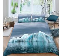 Funda Nordica Cama 105 Iceberg Funda de edredon OcéAno 3D Funda Nórdica 200x200 Funda Nordica de Microfibra Suave con Cremallera + 2 Fundas de Almohada 50x75cm e-3904