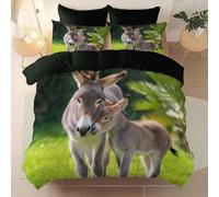 Funda Nordica Cama 105 Infantil Burro Funda Edredon 180x220 Animales de Granja 3D Fundas de Edredón Microfibra Suave Ropa de Cama de 3 Piezas con Cremallera y 2 Fundas de Almohada J-3525