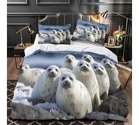 Funda Nordica Cama 105 Infantil Cachorro de Foca Funda Edredon 180x220 Estampado de Animales 3D Fundas de Edredón Microfibra Suave Ropa de Cama de 3 Piezas con 2 Fundas de Almohada I-2020