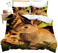 Funda Nordica Cama 105 Infantil Conejo Funda Edredon 180x220 Animales Lindos 3D Fundas de Edredón Microfibra Suave Ropa de Cama de 3 Piezas con Cremallera y 2 Fundas de Almohada H-1152