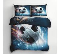 Funda Nordica Cama 105 Infantil Niño Fútbol, Funda Edredon 200x200 y 2 Fundas de Almohada 50x75, Juego de Ropa de Cama de 3 Piezas Microfibra Suave con Cremallera IA04