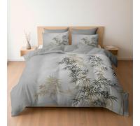 Funda Nordica Cama 105 Infantil Patrón de Bambú Funda Edredon 180x220 Estética Oriental 3D Fundas de Edredón Microfibra Suave Ropa de Cama de 3 Piezas con Cremallera y 2 Fundas de Almohada J-3147