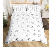Funda Nordica Cama 105 Juvenil Baloncesto Futbol Funda Edredon 200x200 Juegos de Pelota Fundas de Edredón Impresión 3D Ropa de Cama de Microfibra Transpirable con 2 Fundas de Almohada F-2506