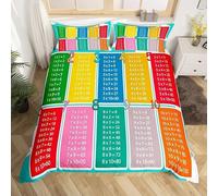 Funda Nordica Cama 105 Juvenil Tabla de Multiplicar Matematicas Funda Edredon 200x200 Educación Infantil 3D Fundas de Edredón Microfibra Suave Ropa de Cama de 3 Piezas con 2 Fundas de Almohada J-3414