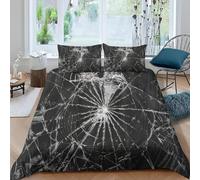 Funda Nordica Cama 105 Juvenil Vidrios Rotos Ropa de Cama 3D Estilo Oscuro 3 Piezas Suave Transpirable Microfibra Funda Nórdica 200x200 cm y 2 Fundas de Almohada 50x75 cm B.886
