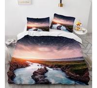 Funda Nórdica Cama 105 Lagos y Cielos Estrellados Microfibra Suave Ropa de Cama 3 Piezas Fundas Nordicas 3D Paisajes Naturales Funda Edredon 200x200 cm y 2 Fundas de Almohada 50x75 cm g.7690