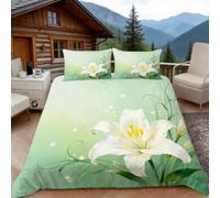 Funda Nordica Cama 105 Lirio 3D Fundas Nordicas Elegante 3pcs Ropa de Cama Microfibra Suave Funda Nordica 200x200 y 2 Funda de Almohada 50x80 cm