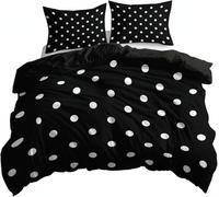 Funda Nordica Cama 105 Lunares, Ropa de Cama Reversible En Blanco y Negro 3D Microfibra Funda Edredon 155x220 cm y 2 Fundas de Almohada con Cremallera 3 Piezas 2164-ABC