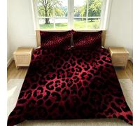 Funda Nordica Cama 105 Manchas de Leopardo Estampado Animal Funda Edredon Microfibra Suave 3D Juego de Ropa de Cama Rojo Funda Nordica 200x200 y 2 Fundas de Almohada 50x75 cm G-510