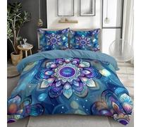 Funda Nórdica Cama 105 Mandala Juego de Ropa de Cama 180x220 Flores Microfibra Suave Funda de Edredón y 2 Funda de Almohada 50x75 cm con Cremallera