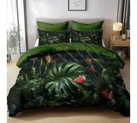 Funda Nordica Cama 105 Monsta Deliciosa Estampado 3D Ropa de Cama 200 X 200 cm Vegetación Selvática Microfibra Suave Funda de Edredón Cremallera con 2 Fundas de Almohada 50x75cm AB_1678