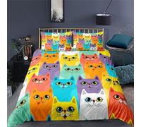 Funda Nordica Cama 105, Multicolor Juego de Cama Capa Edredon-Funda Edredon 200x200 y 2 Fundas de Almohada Lindo Gato Fundas Nordicas Microfibra Colcha Suave y Transpirable V173