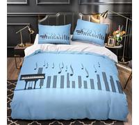 Funda Nordica Cama 105 Notas de Piano Funda Edredon Microfibra Ropa de Cama Tema Musical Fundas Nórdicas 200x200 cm con 2 Fundas de Almohada 50x75 cm con Cremallera I.892