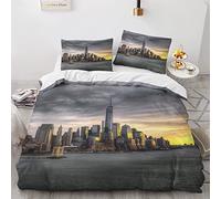 Funda Nórdica Cama 105 Nueva York - Juego de Cama Tema Ciudad 200 x 200 cm, con 2 Fundas de Almohada 50x80 cm - Microfibra Suave, con Cremallera