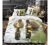 Funda Nordica Cama 105 Patitos Impresión 3D Ropa de Cama Animales de Granja Suave Microfibra Funda de Edredón 200x200 cm con Cremallera y 2 Fundas De Almohada 50x75 cm n.1875