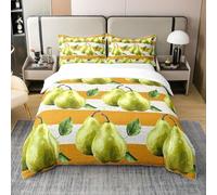 Funda Nordica Cama 105 Pera Funda Edredon Microfibra Ropa de Cama Frutas Verdes Fundas Nórdicas 200x200 cm con 2 Fundas de Almohada 50x75 cm con Cremallera H.1498