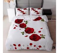 Funda Nordica Cama 105 PéTalos Funda Nordica 150x200 Rosas Conjuntos de Cama Estampado 3D con Cremallera Funda Nórdica Microfibra y 2 Funda de Almohada 50x75 cm