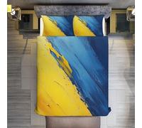 Funda Nordica Cama 105 Pintura Azul y Amarilla Funda Edredon Microfibra Suave 3D Juego de Ropa de Cama Tema Artístico Funda Nordica 200x200 y 2 Fundas de Almohada 50x75 cm D-6159