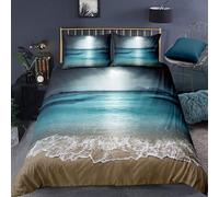 Funda Nordica Cama 105 Playa 3D Ropa de Cama Microfibra Suave Tema Tropical Funda de edredón 200x200 cm con Cremallera y 2 Funda de Almohada 50x75 para Cama Doble E.2266