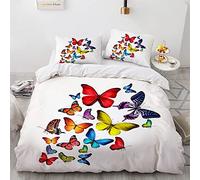 Funda Nordica Cama 105 Poliéster Antiarrugas Sin Hierro Mariposas Ropa De Cama 155X220Cm Viene con 2 Fundas De Almohada De 40X75Cm.