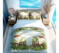 Funda Nordica Cama 105 Rana de Dibujos Animados 3D Ropa de Cama Microfibra Suave Setas Rojas Funda de edredón 200x200 cm con Cremallera y 2 Funda de Almohada 50x75 para Cama Doble F.2308