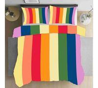 Funda Nordica Cama 105 Rayas de Colores del Arcoíris, Suave Microfibra Ropa de Cama Arcoíris Reversible Funda Edredon 200x200 cm, 2 x Funda de Almohada 50x75 cm, 3D Funda de Edredón r.652