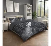 Funda Nordica Cama 105 Ropa de Cama Dibujos Animados Cohete Matemáticas de Compañía 3 pezzi Suave Reversible Microfibra por Funda Nórdica 180 x 220 cm + Fundas de Almohada 50x75 Negro