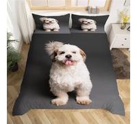 Funda Nordica Cama 105 Shih Tzu, Ropa de Cama Lindo Perro Mascota de Microfibra Impresión 3D Funda Edredon 200x200 cm con Cremallera y 2 Fundas de Almohada C-2721