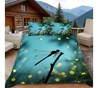 Funda Nordica Cama 105 Silueta de Libélula 3D Fundas Nordicas Fotografía Insecto 3pcs Ropa de Cama Microfibra Suave Funda Nordica 200x200 y 2 Funda de Almohada 50x80 cm