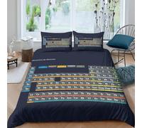 Funda Nordica Cama 105 Tabla Periódica Ropa de Cama 3D Elementos QuímicosMicrofibra Suave 3 Piezas Include 1 Fundas Nórdica 150x200 cm y 2 Fundas de Almohada 50x75cm E-2026