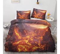Funda Nordica Cama 105 Tema de Lava del Volcán, 3D Funda Edredon 180x220 cm Naturales Microfibra Ropa de Cama Volcán Reversible 3 Piezas, Funda de Edredón + 2 Fundas de Almohada m7077