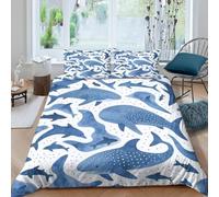 Funda Nordica Cama 105 Tiburón Ballena Funda Edredon 200x200 Impresión 3DArte en Acuarela Ropa de Cama Fundas de Edredón Microfibra Suave y 2 Fundas de Almohada 50x75 G/400
