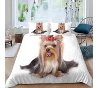 Funda Nordica Cama 105 Yorkshire Terrier Impresión 3D Ropa de Cama Cachorrito Lindo Suave Microfibra Funda de Edredón 200x200 cm con Cremallera y 2 Fundas De Almohada 50x75 cm n.2229