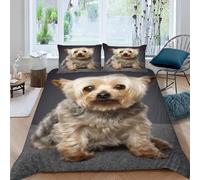 Funda Nordica Cama 105 Yorkshire Terrier Impresión 3D Ropa de Cama Perros Suave Microfibra Funda de Edredón 200x200 cm con Cremallera y 2 Fundas De Almohada 50x75 cm i.2955
